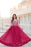 KA 1095 Faux Blooming Embroidery Gown Wholesale Shop In Surat